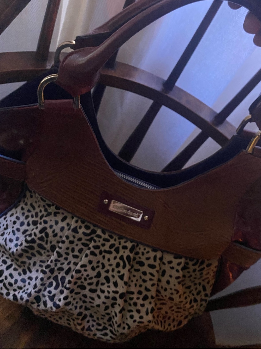 Vintage Charles David Brown multi colored Leopard-Print hobo Shoulder bag